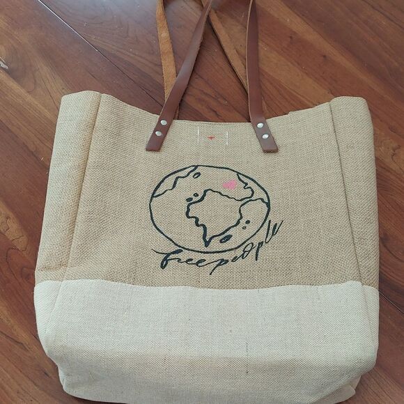 Free People Apolis Burlap Wine Tote Bag - Picture 4 of 15